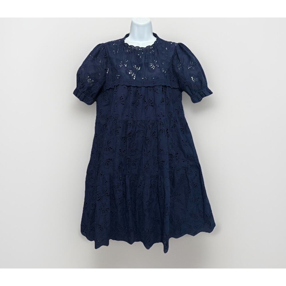 Kate Spade Butterfly Dress Peasant Eyelet Broderie Anglaise Women's Large Tiered